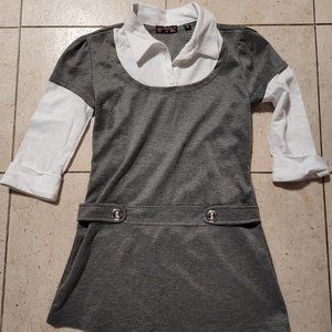 Tempted Top 3/4 Sleeve  Medium Girl's Gray White‎
